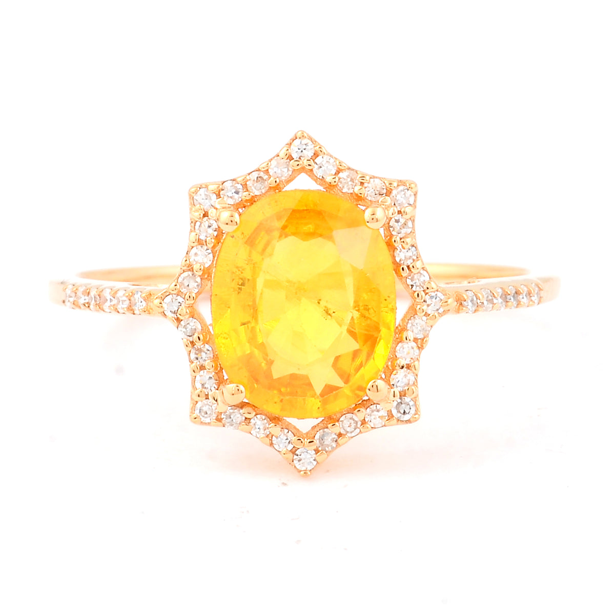 1.92 Ct Oval Mixed Cut Natural Yellow Sapphire 14K Gold Ring