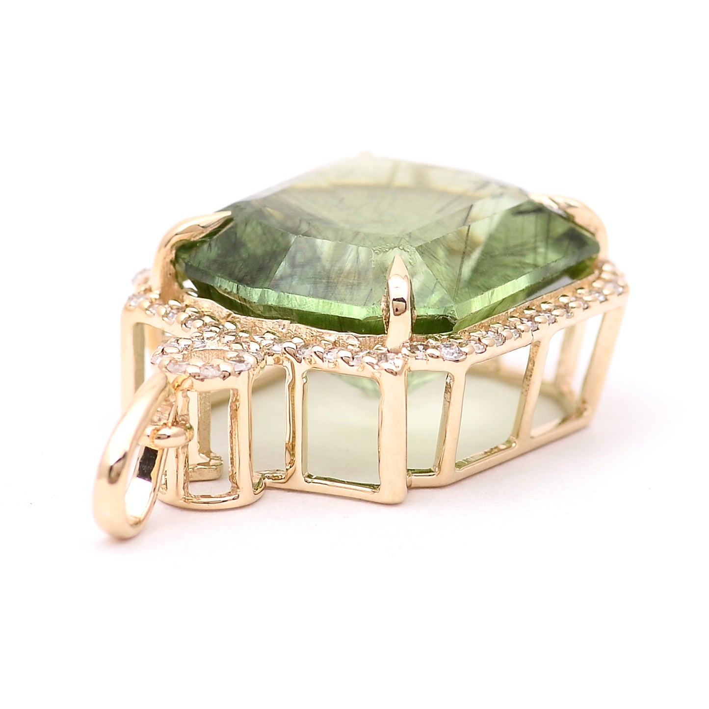 9.90 Ct Octagon Natural Eridot 14K Gold Pendant