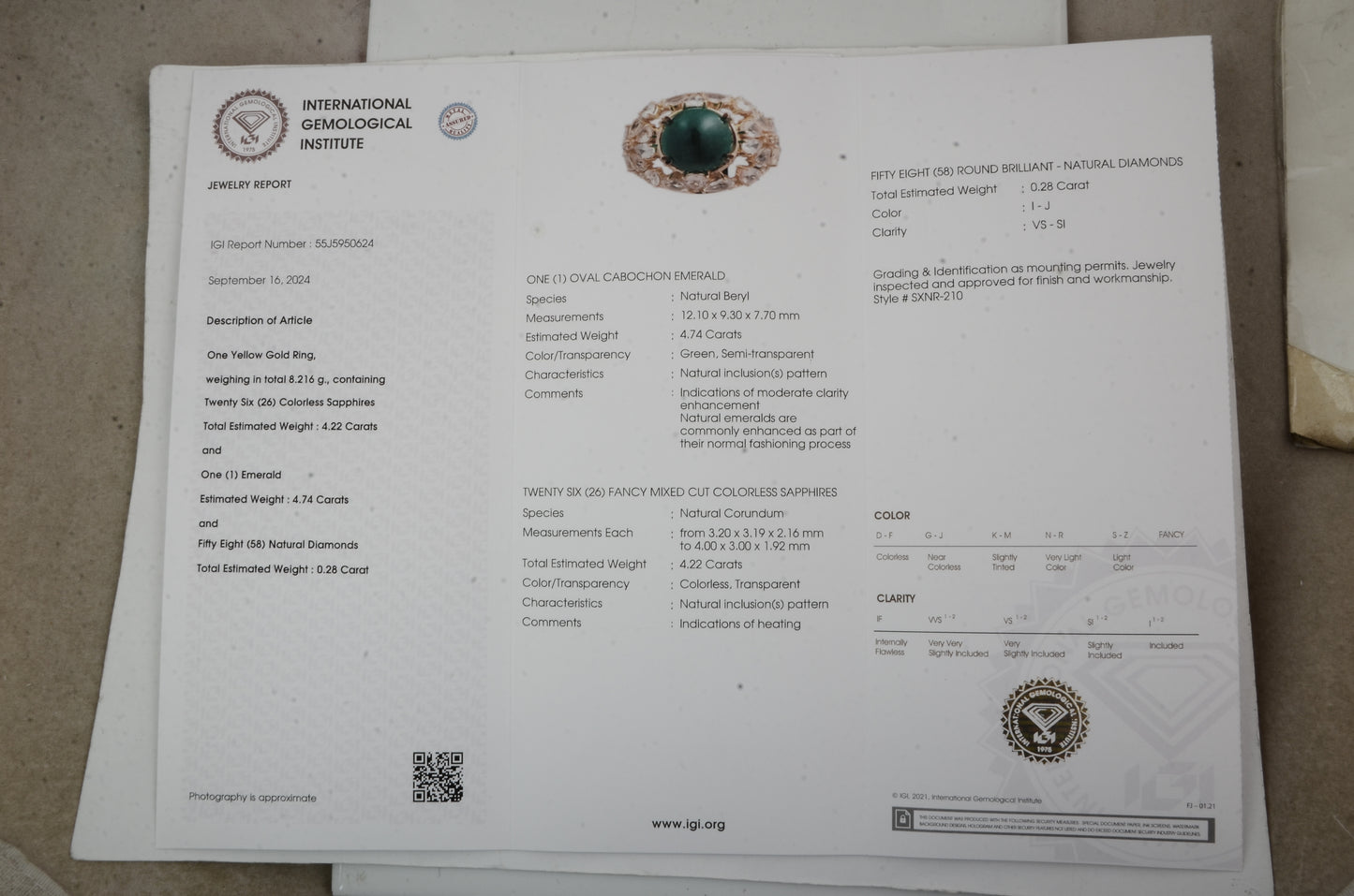 9.24 Ct Oval Natural Beryl Emerald 14K Gold Ring