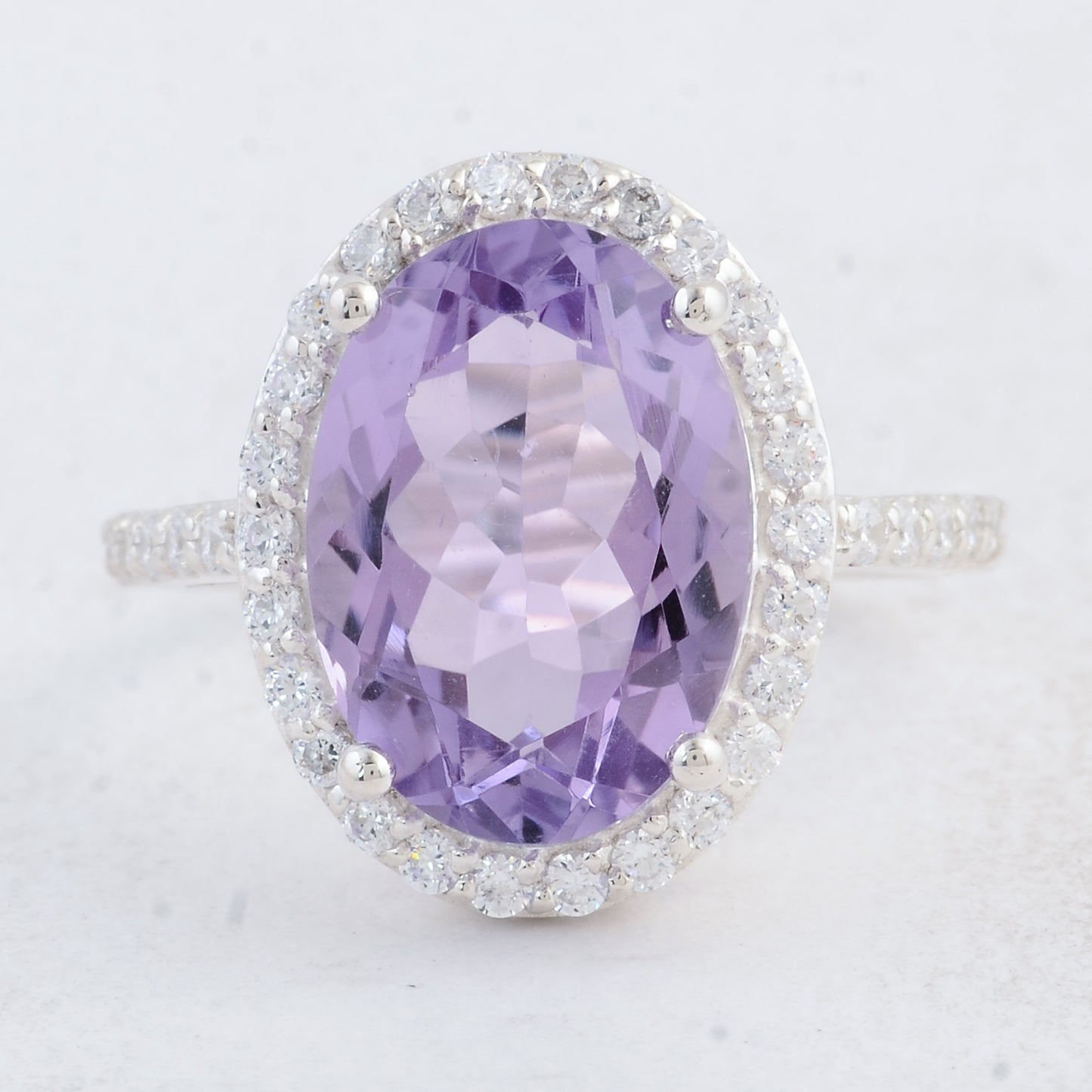 6.34 Ct Oval Amethyst 925 Sterling Silver Ring