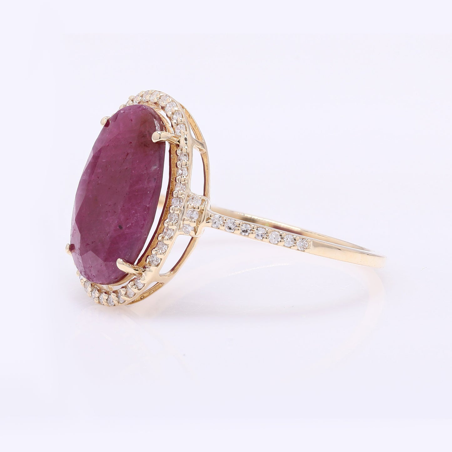 3.25 Ct Oval Mixed Cut Natural Ruby 14K Gold Ring