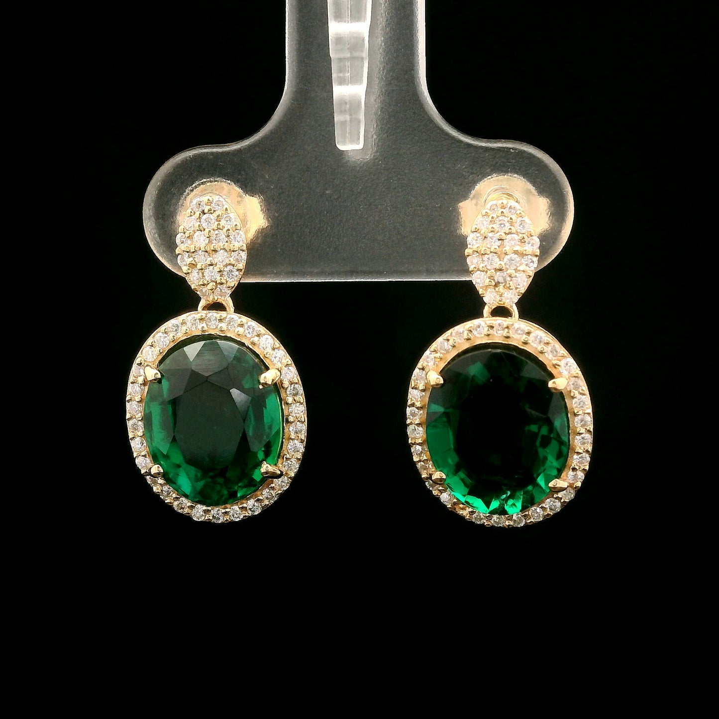 4.94 Ct Oval Mixed Cut Lab Grown Emerald 14K Gold Earrings