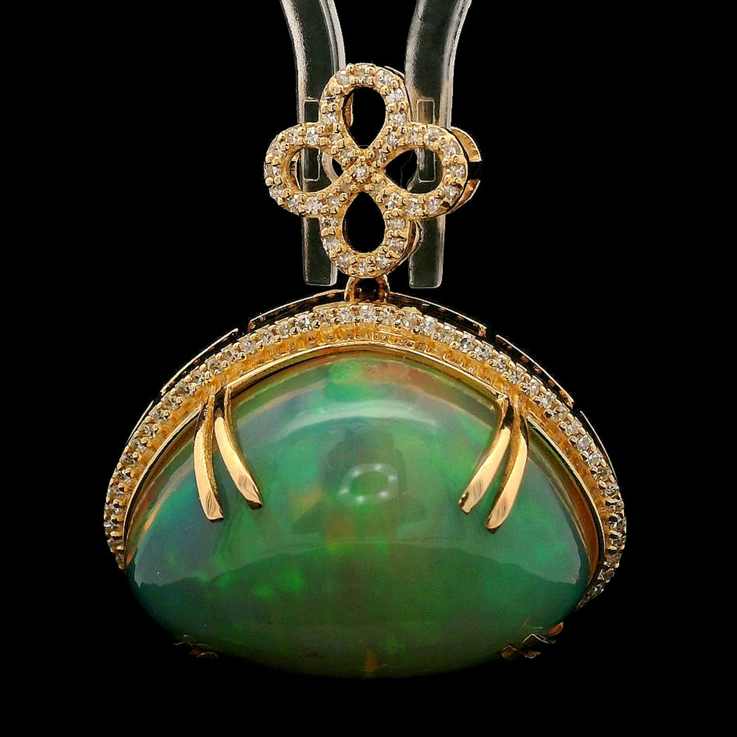 18.63 Ct Pear Cabochon Natural Opal 14K Gold Pendant
