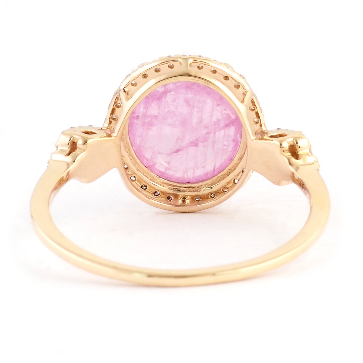 4.95 Ct Oval Cabochon Natural Corundum Pink Sapphire 14K Gold Ring