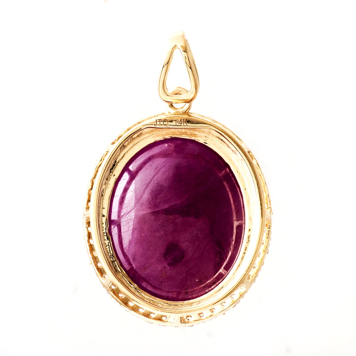 18.41 Ct Oval Cabochon Natural Corundum Ruby 14K Gold Pendant