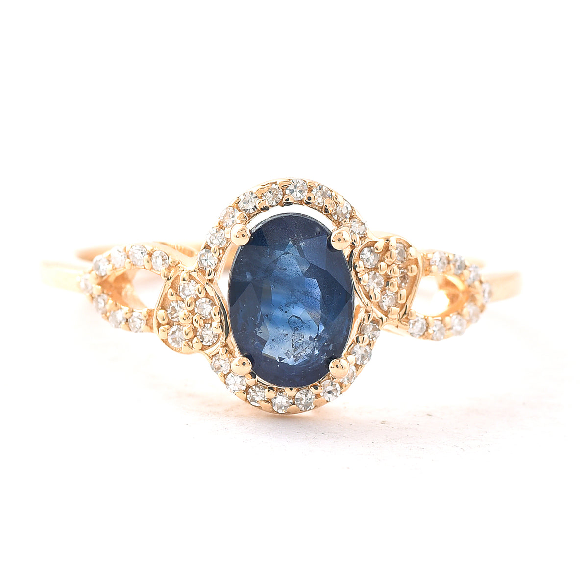 1.42 Ct Oval Mixed Cut Natural Sapphire 14K Gold Ring