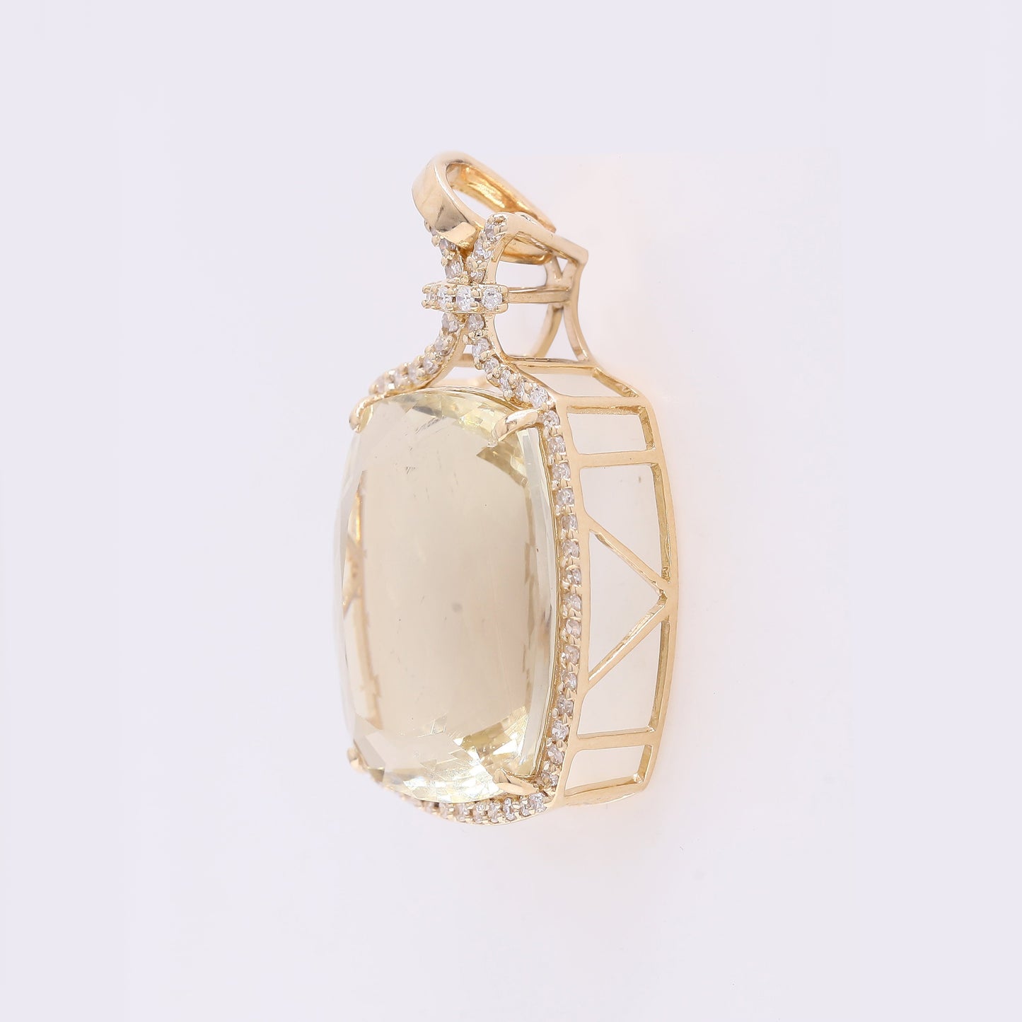 10.03 Ct Cushion Mixed Cut Natural Sunstone 14K Gold Pendant