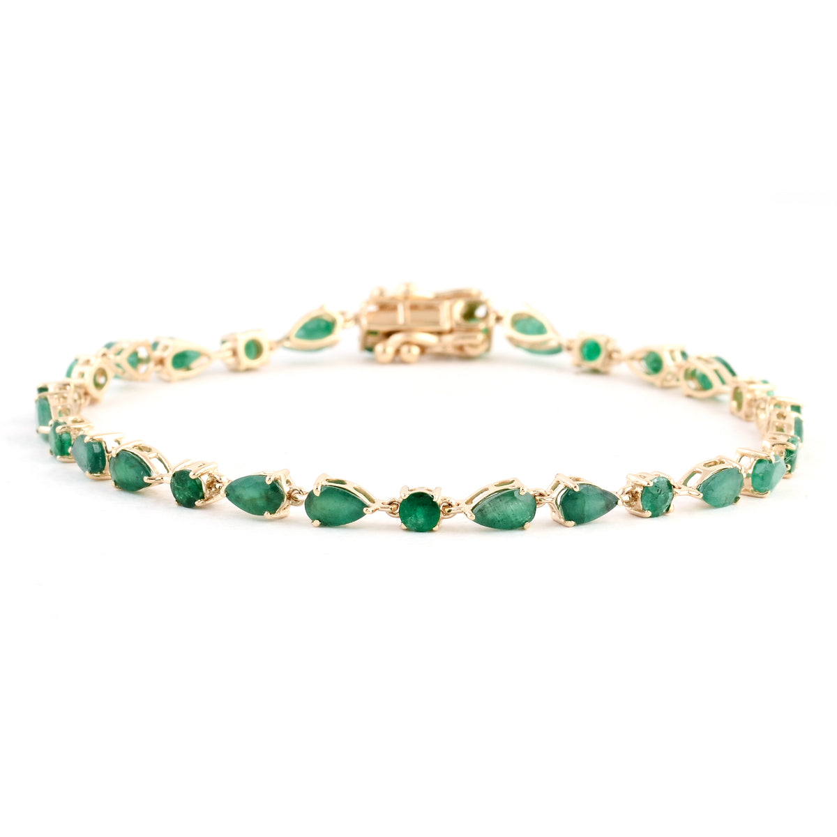 4.44 Ct Pear Emerald 14K Gold Bracelet