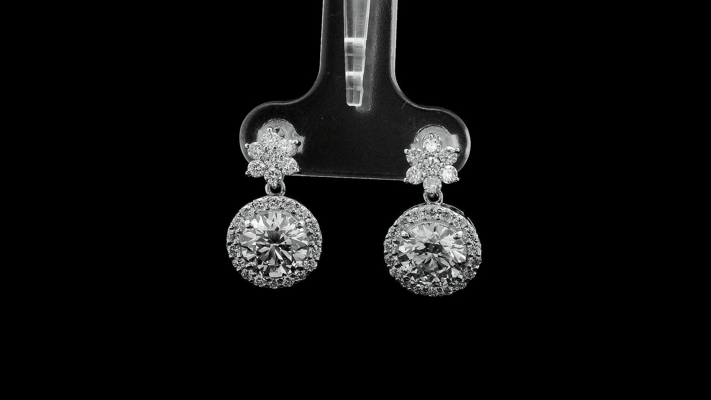 3.42 Carats Lab Grown Diamond 14K Gold Earrings