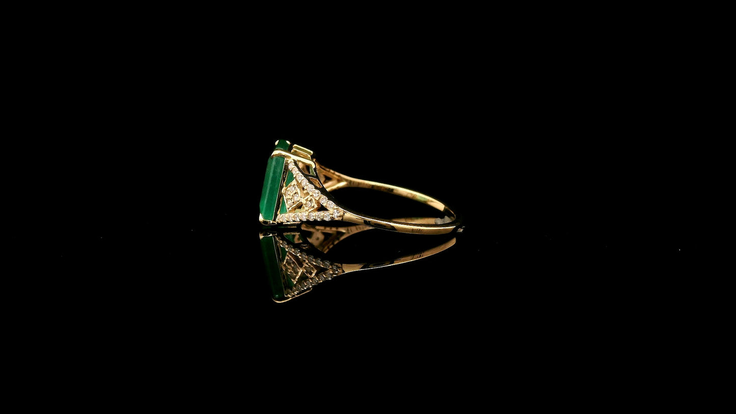 2.29 Ct Octagon Natural Emerald 14K Gold Ring