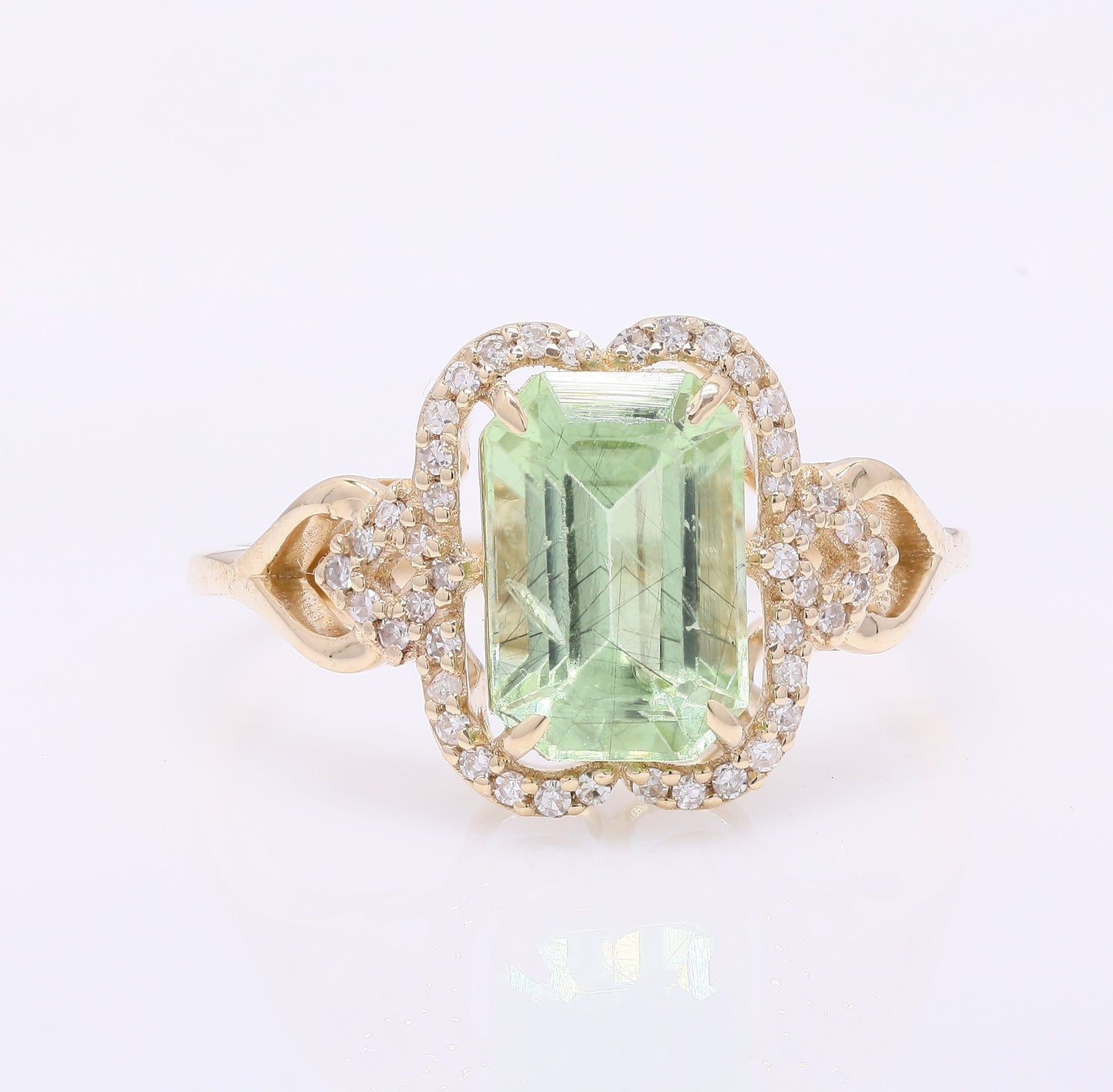 2.58 Ct Octagon Step Cut Natural Peridot 14K Gold Ring