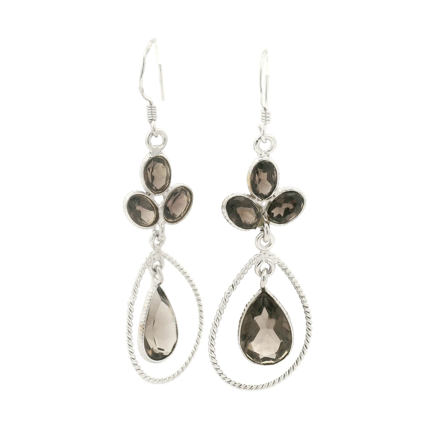 10.45 Ct Smoky Quartz 925 Sterling Silver Earrings