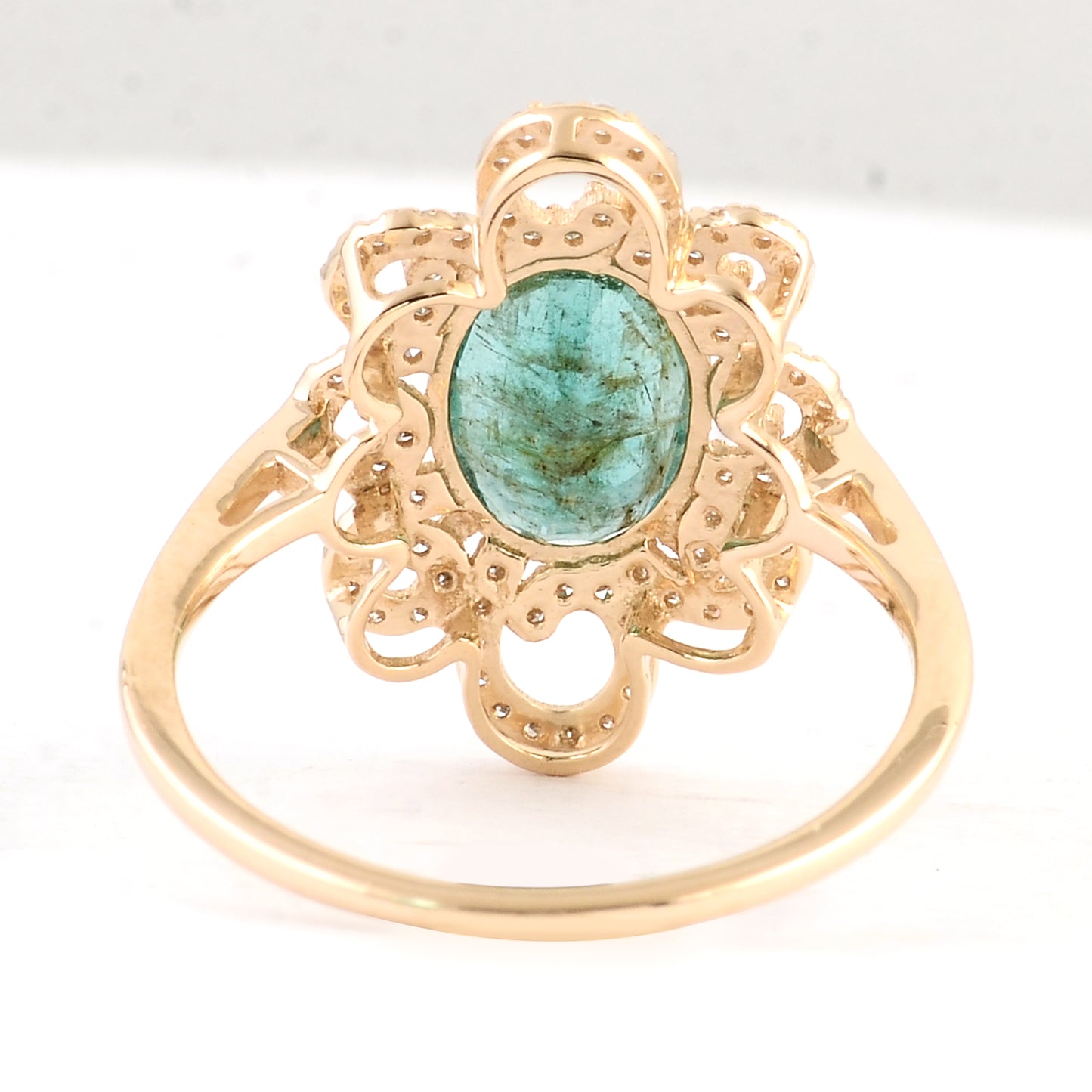 1.86 Ct Oval Mixed Cut Natural Beryl Emerald 14K Gold Ring