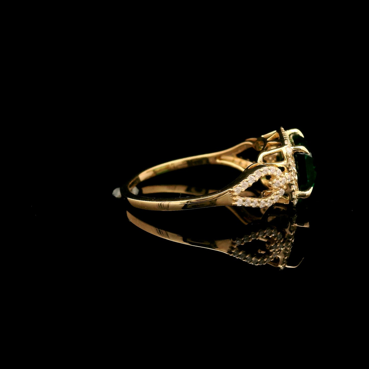 2.18 Ct Emerald Cut Lab Grown Emerald 14K Gold Ring