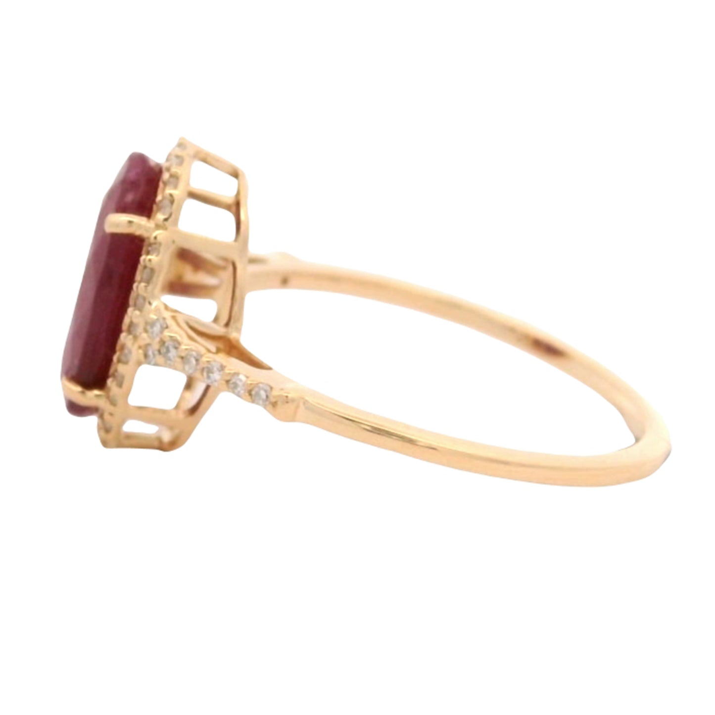 3.08 Ct Oval Mixed Cut Natural Corundum Ruby 14K Gold Ring