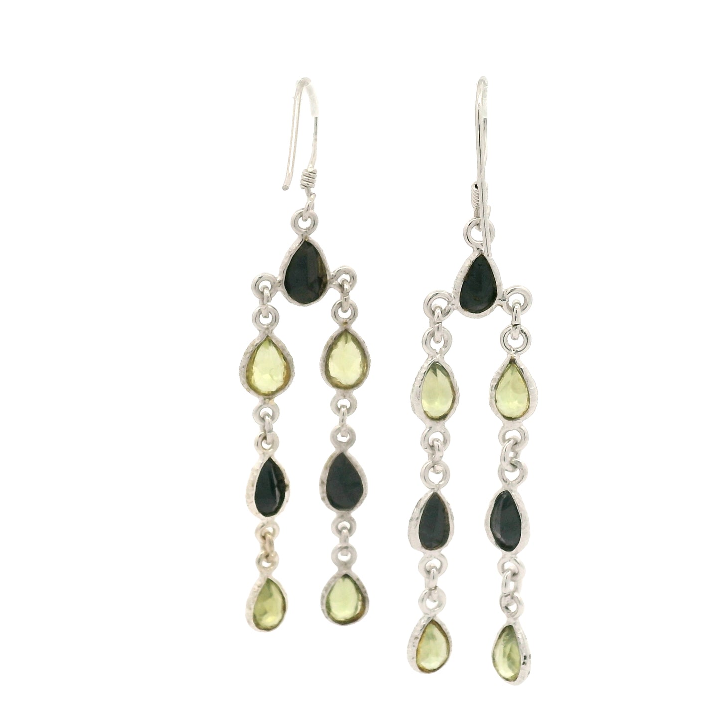 10.35 Ct Peridot, Sapphire 925 Sterling Silver Earrings