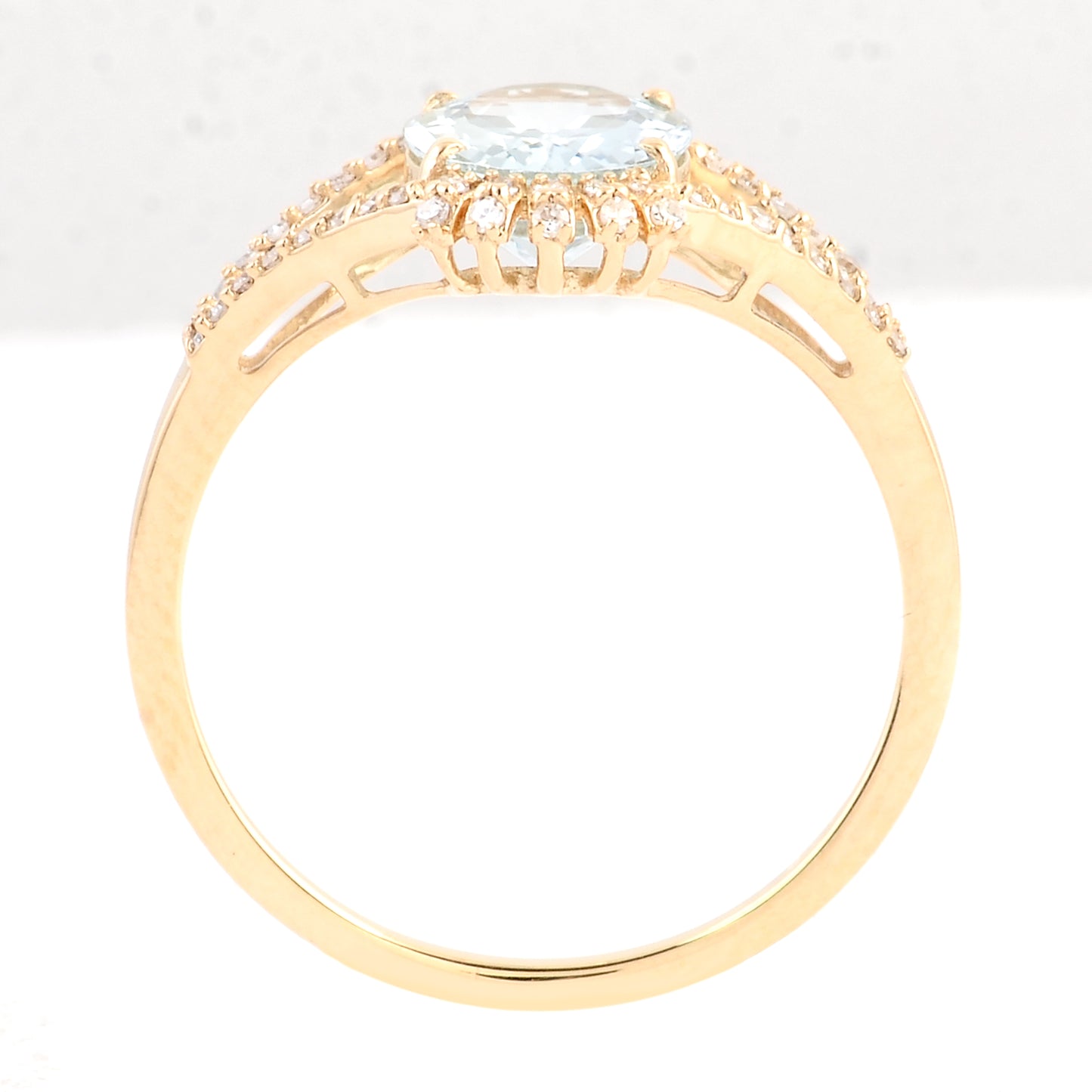 1.44 Ct Oval Mixed Cut Natural Beryl Aquamarine 14K Gold Ring