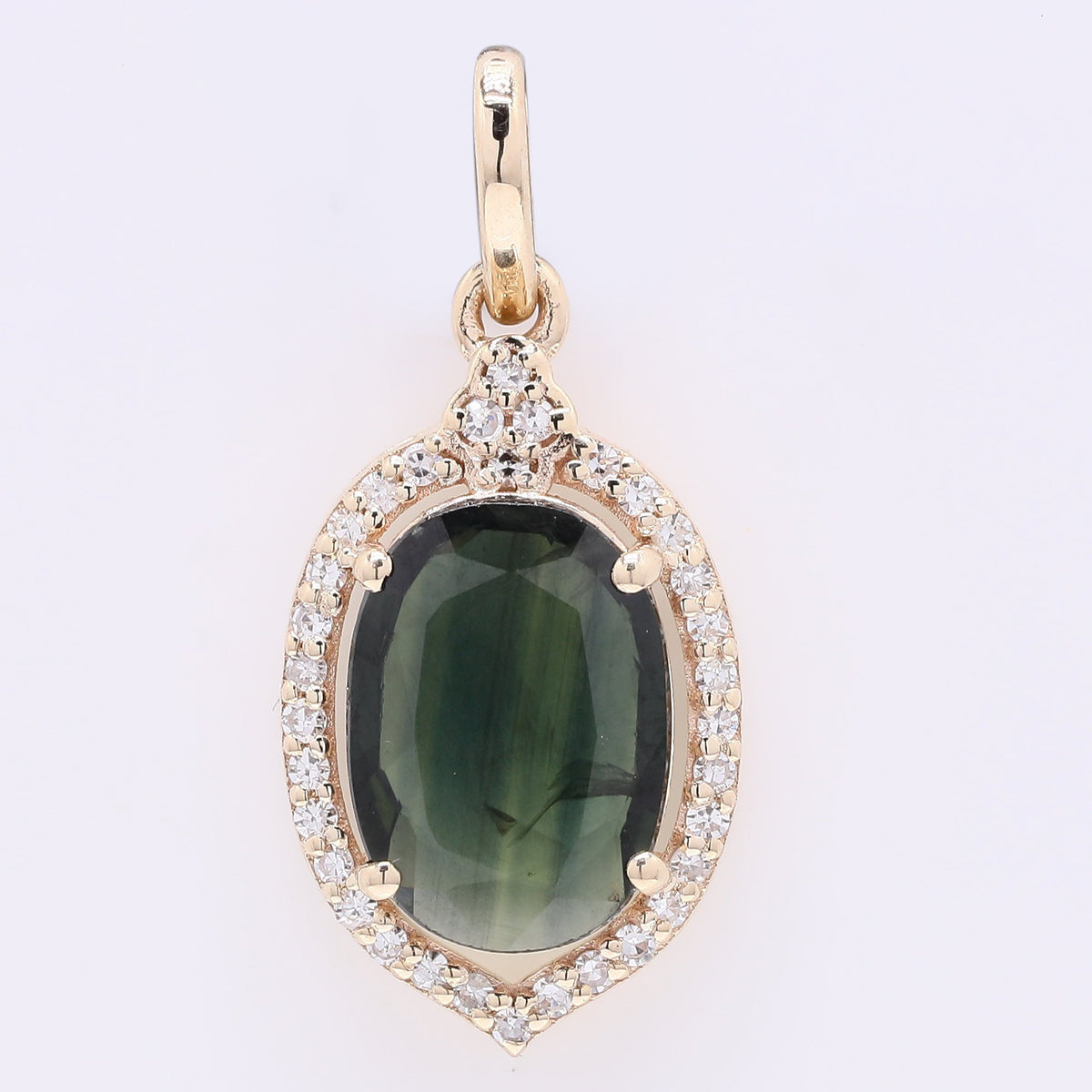 1.75 Ct Oval Mixed Cut Natural Sapphire 14K Gold Pendant
