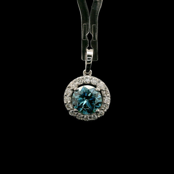 1.91 Carats Blue Lab Grown Diamond 14K Gold Pendant