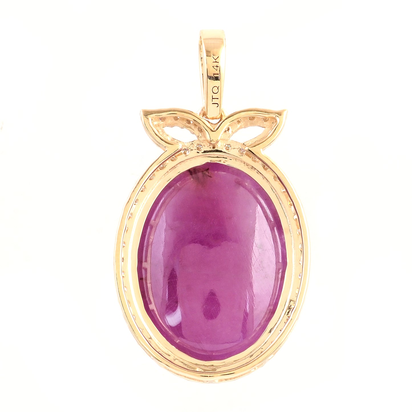 14.05 Ct Oval Cabochon Natural Corundum Ruby 14K Gold Pendant