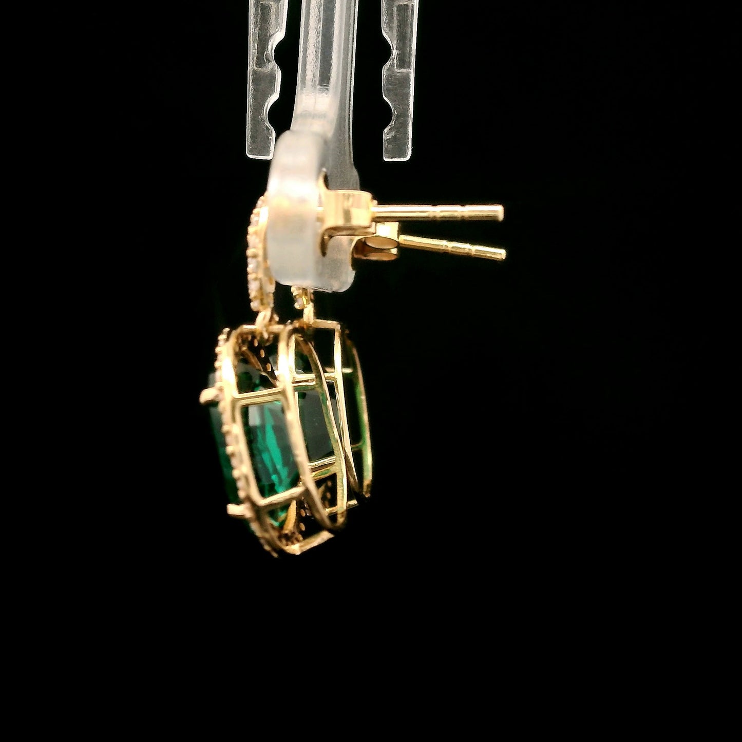 4.94 Ct Oval Mixed Cut Lab Grown Emerald 14K Gold Earrings