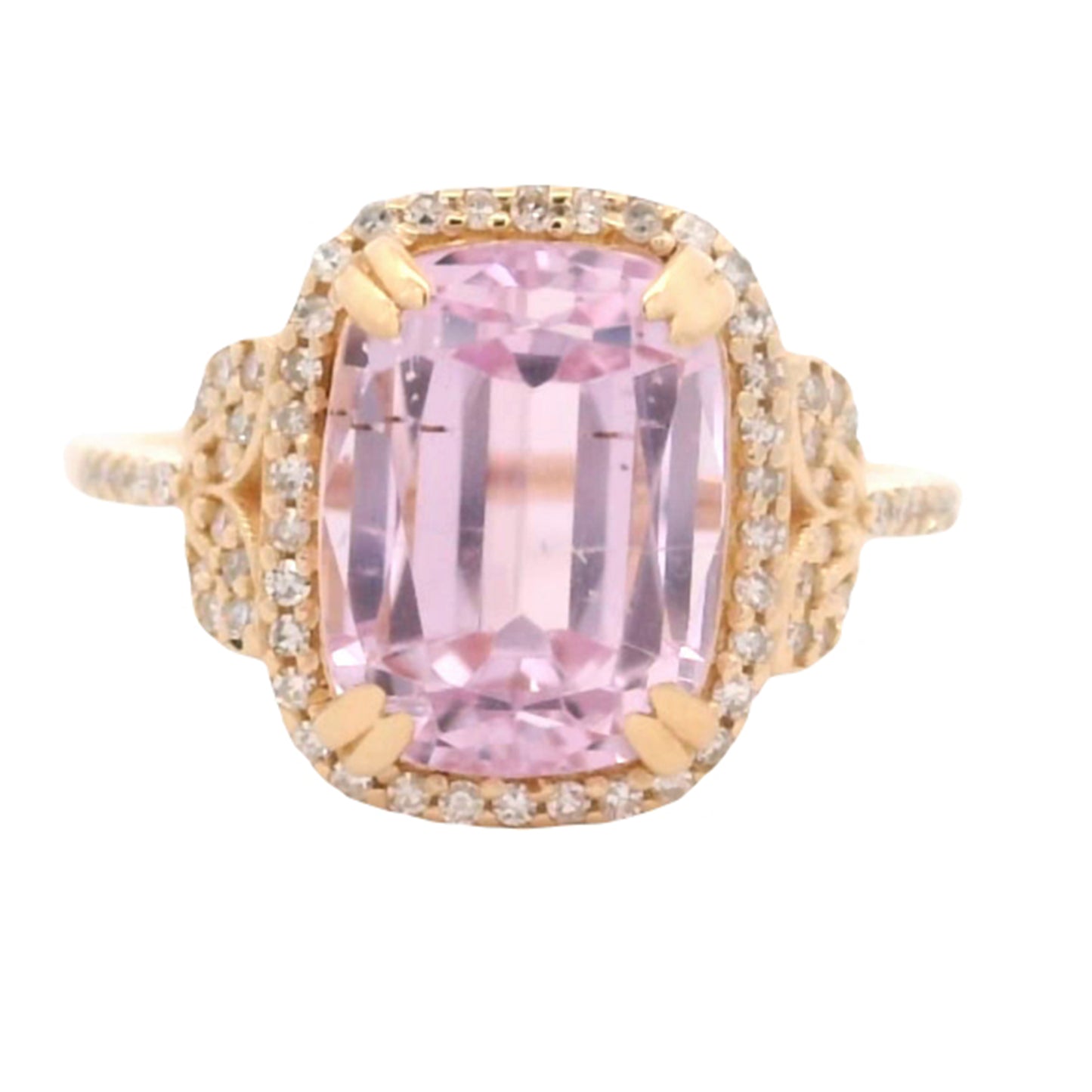 4.75 Ct Cushion Kunzite 14K Gold Ring