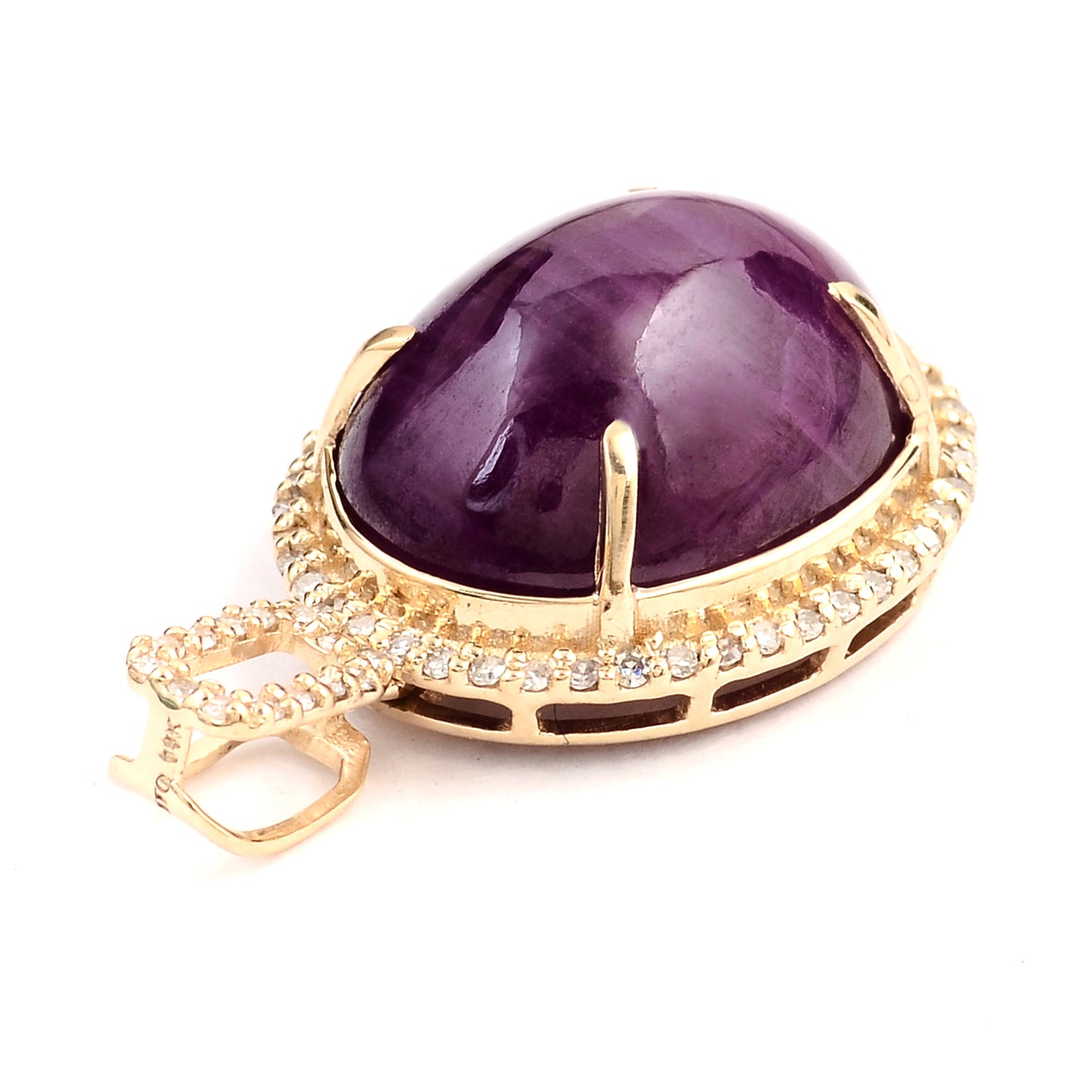 12.41 Ct Oval Cabochon Natural Corundum Ruby 14K Gold Pendant