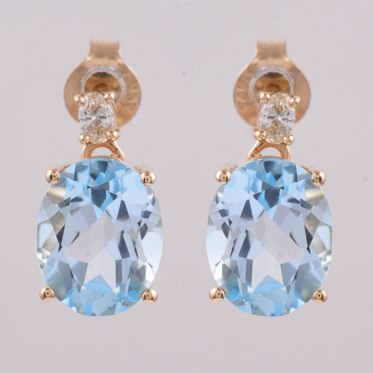 5.00 Ct Oval Natural Topaz 14K Gold Earrings