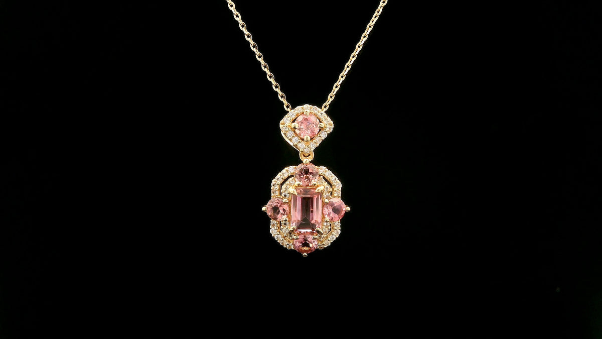 1.46 Ct Octagon Tourmaline 14K Gold Pendant