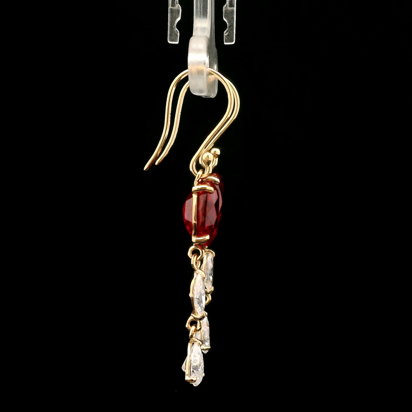 6.85 Ct Oval Mixed Cut Lab Grown Ruby 14K Gold Earrings