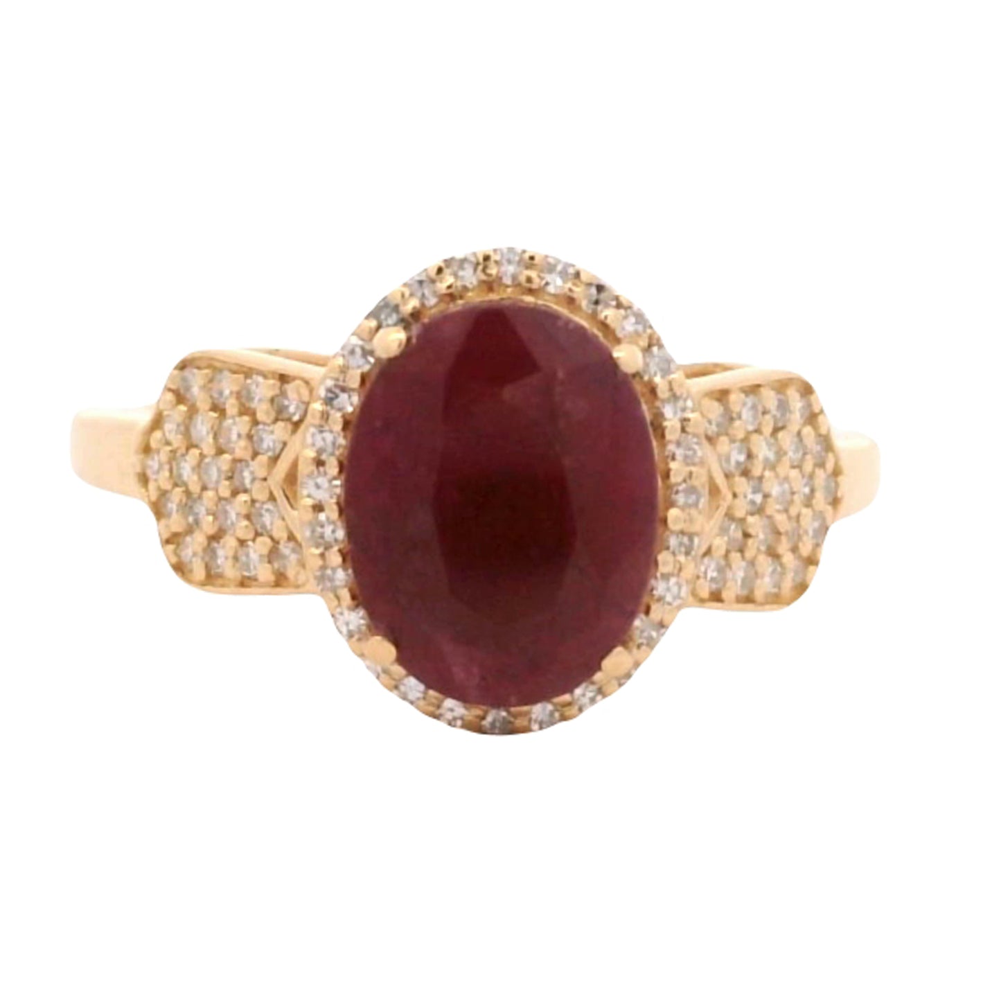 3.23 Ct Oval Mixed Cut Natural Corundum Ruby 14K Gold Ring