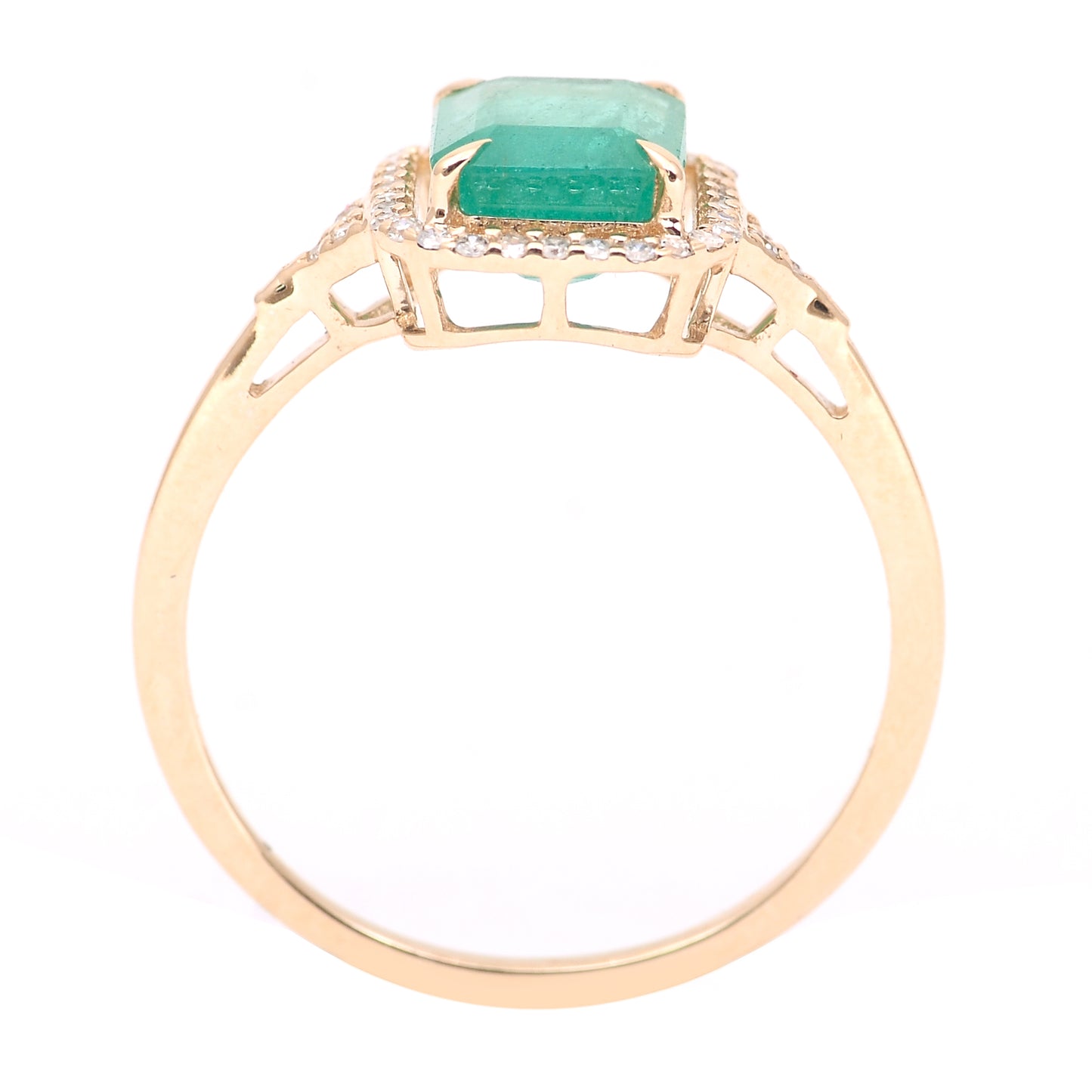 1.89 Ct Octagon Step Cut Natural Emerald 14K Gold Ring