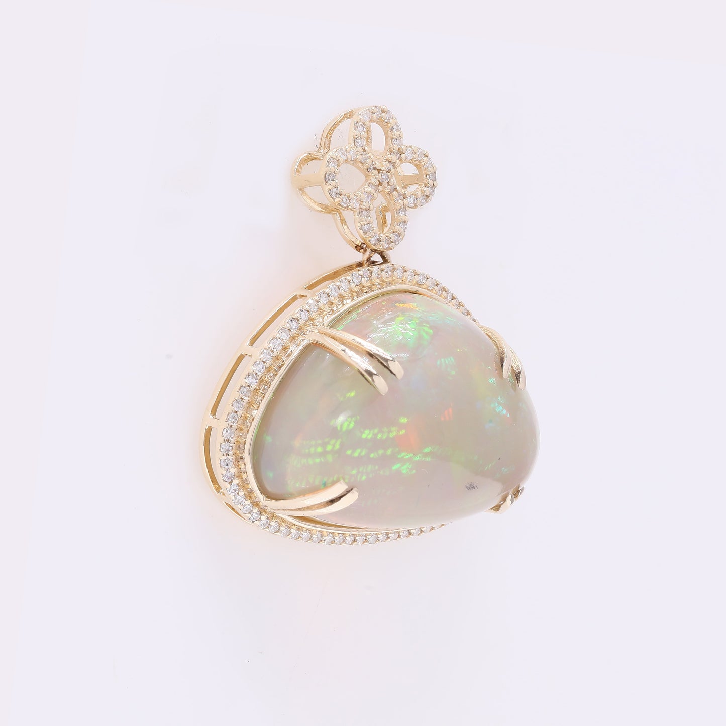 18.63 Ct Pear Cabochon Natural Opal 14K Gold Pendant