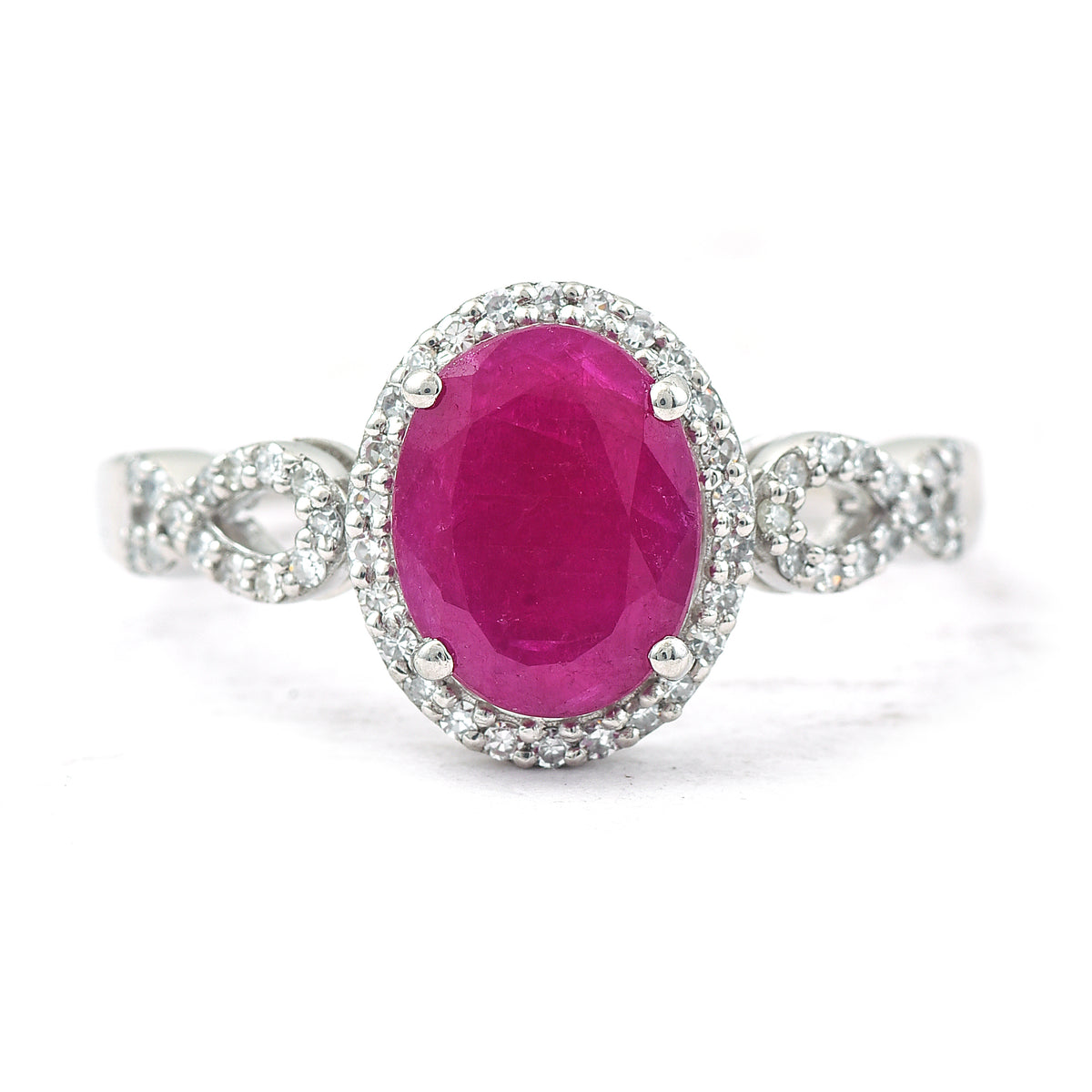1.55 Ct Oval Mixed Cut Natural Ruby 950 Platinum Ring