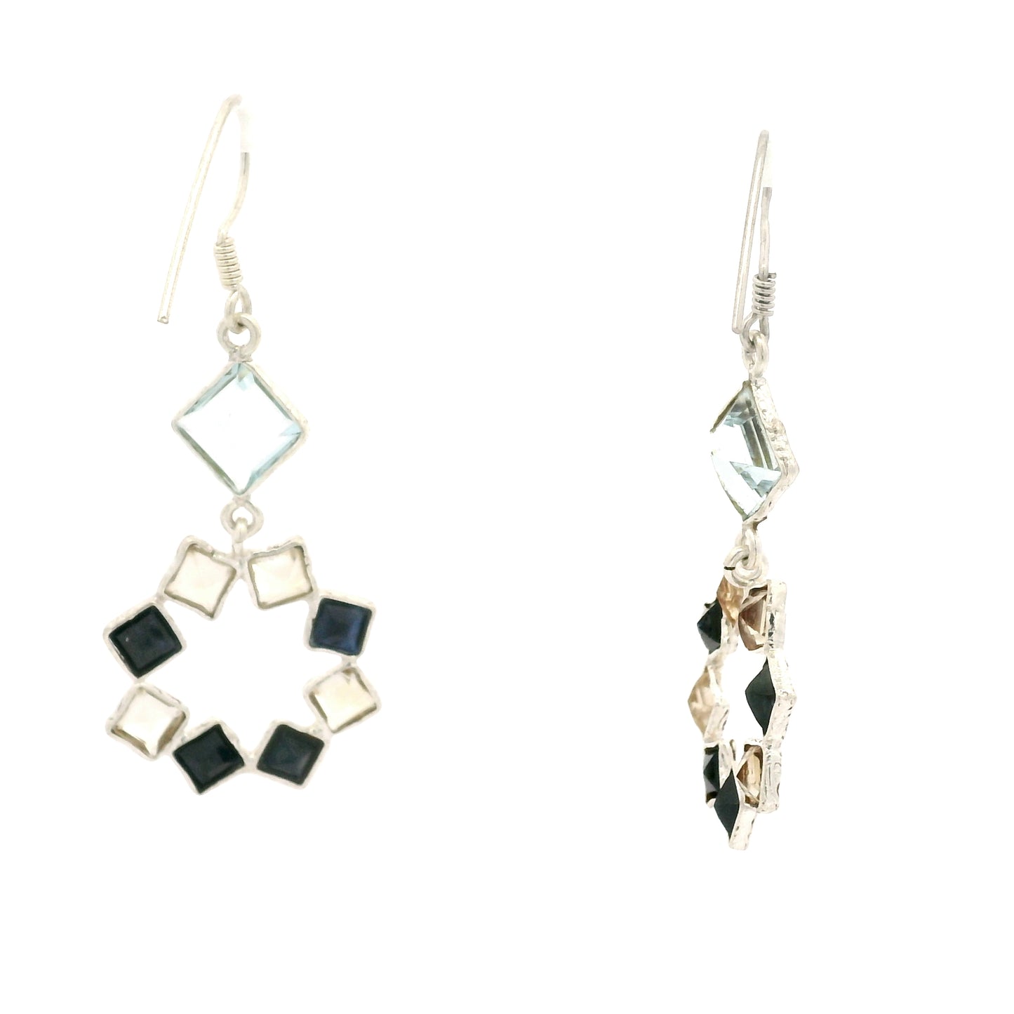 11.03 Ct Citrine, Sapphire 925 Sterling Silver Earrings