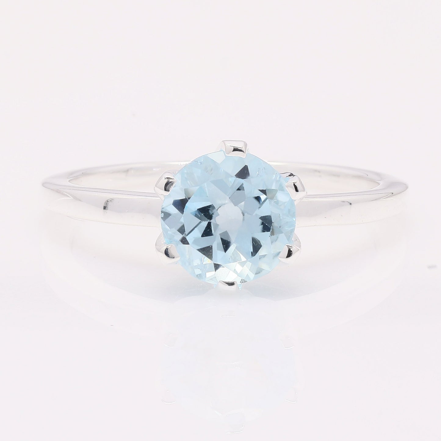 2.35 Ct Round Blue Topaz 925 Silver Ring