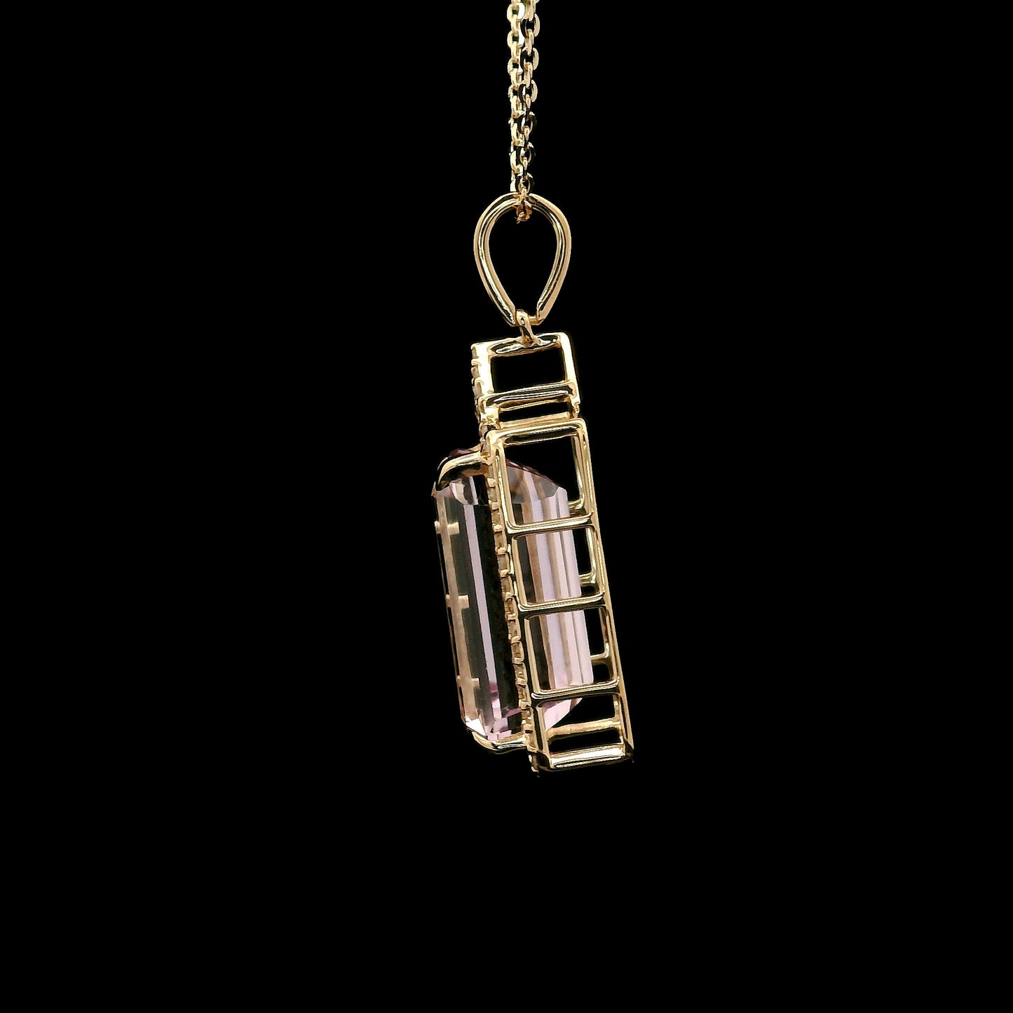 6.16 Ct Octagon Kunzite 14K Gold Pendant