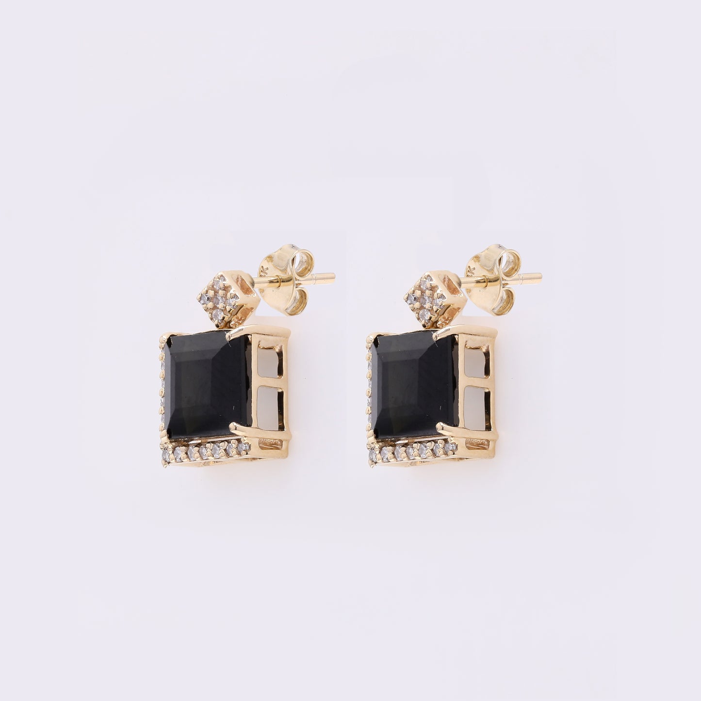 2.72 Ct Square Step Cut Natural Tourmaline 14K Gold Earrings