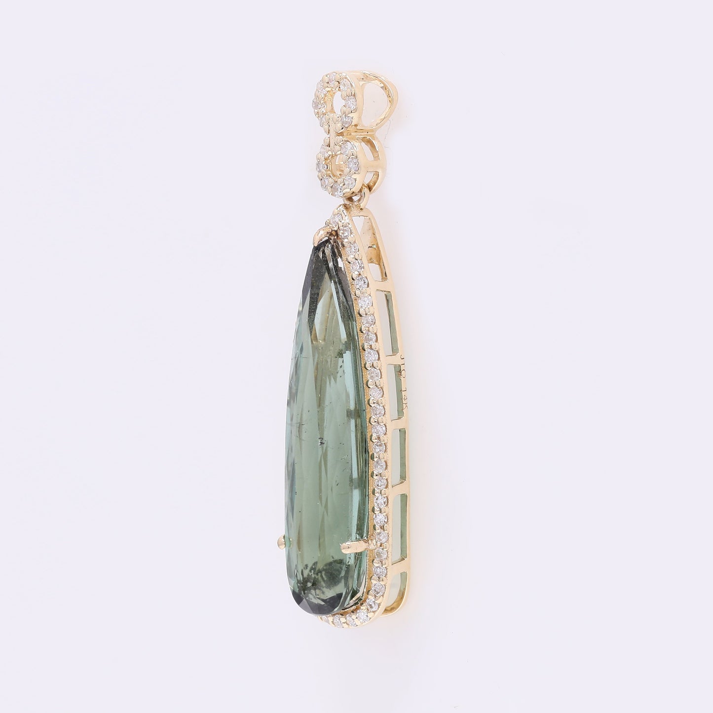 4.62 Ct Pear Mixed Cut Natural Tourmaline 14K Gold Pendant