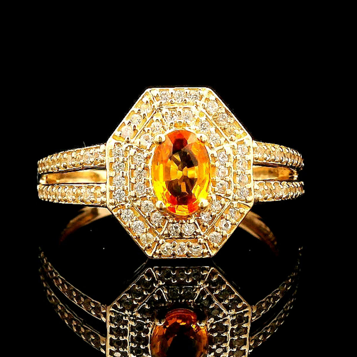 0.83 Ct Oval Multi Sapphire 14K Gold Ring