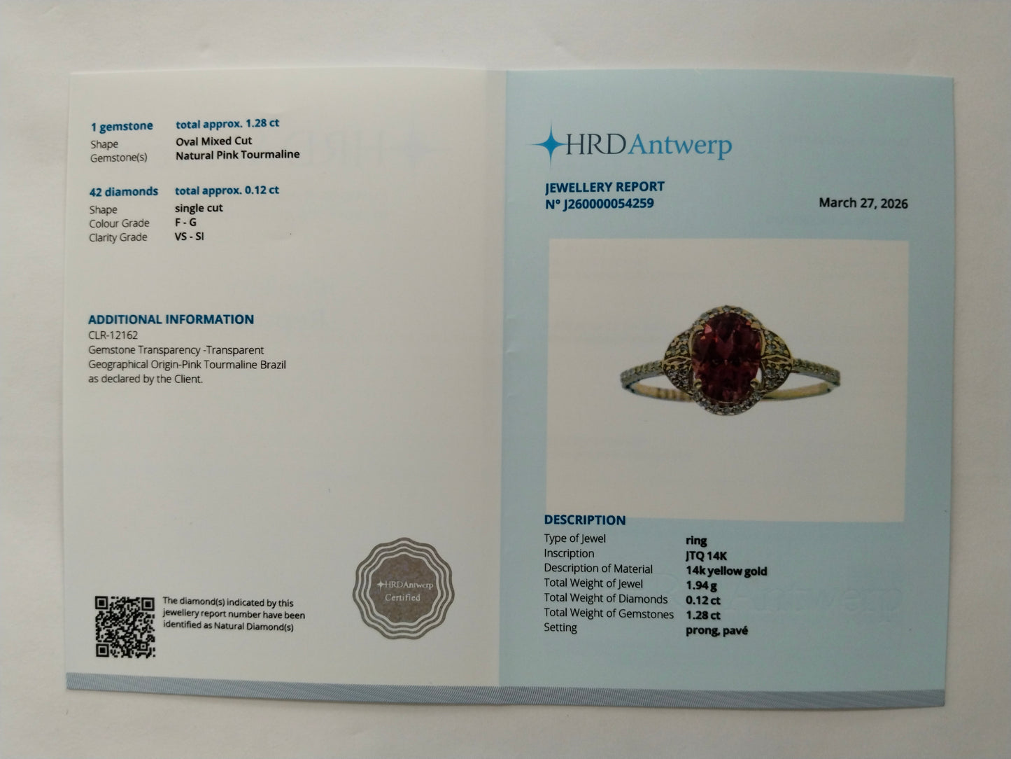 1.40 Ct Oval Mixed Cut Natural Pink Tourmaline 14K Gold Ring