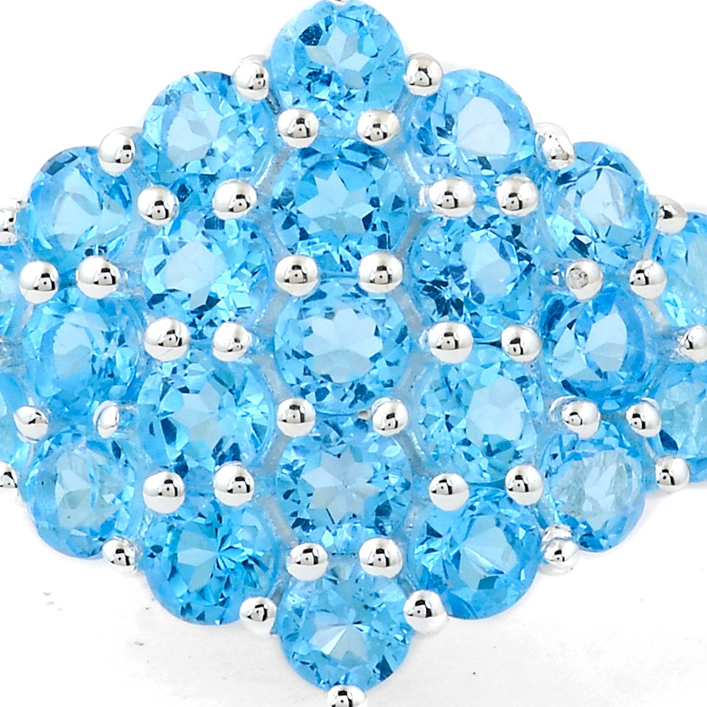 4.34 Ct Round Swiss Blue Topaz 925 Sterling Silver Ring