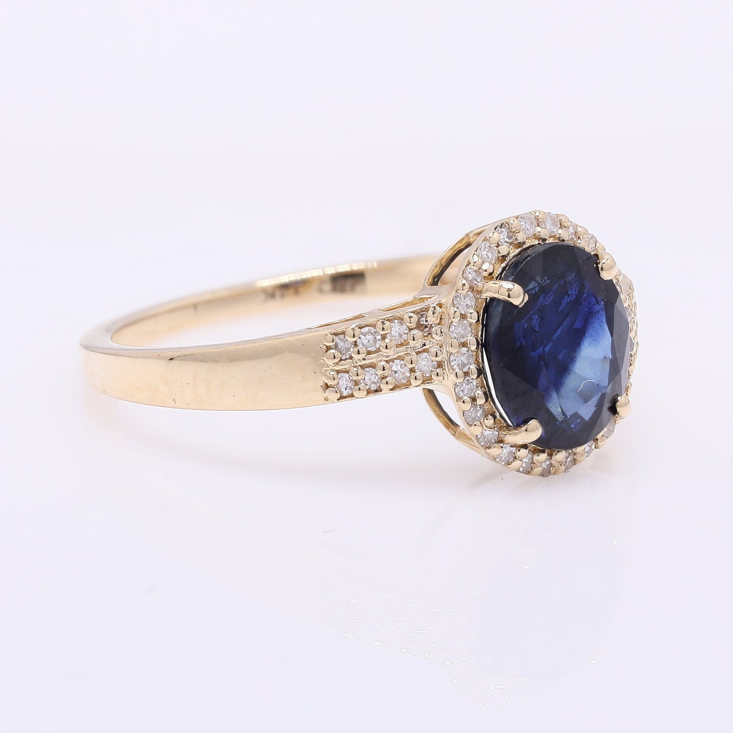 1.82 Ct Oval Mixed Cut Natural Sapphire 14K Gold Ring