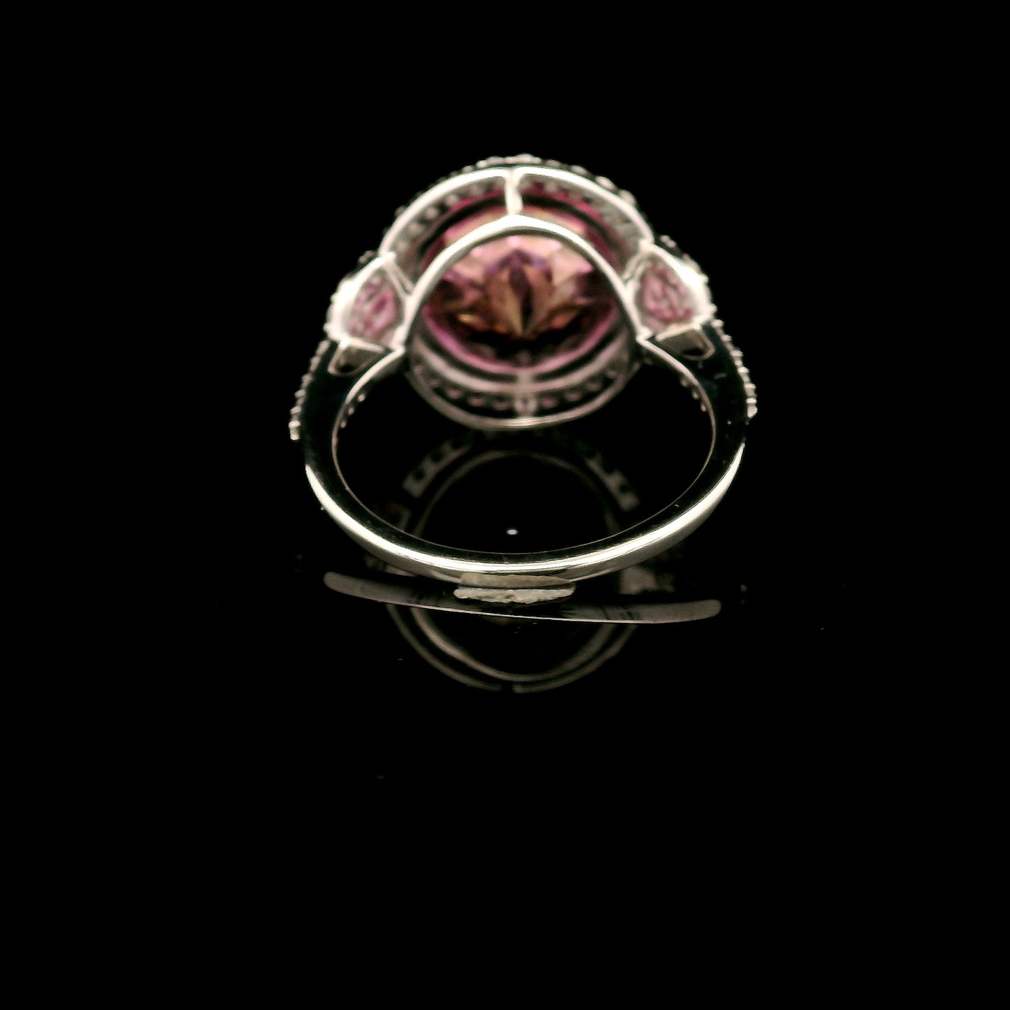 9.35 Ct Round Pink Topaz, White Zircon 925 Sterling Silver Ring