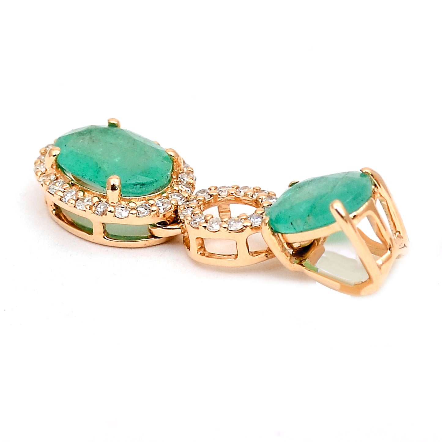1.10 Ct Oval Mixed Cut Natural Emerald 14K Gold Pendant