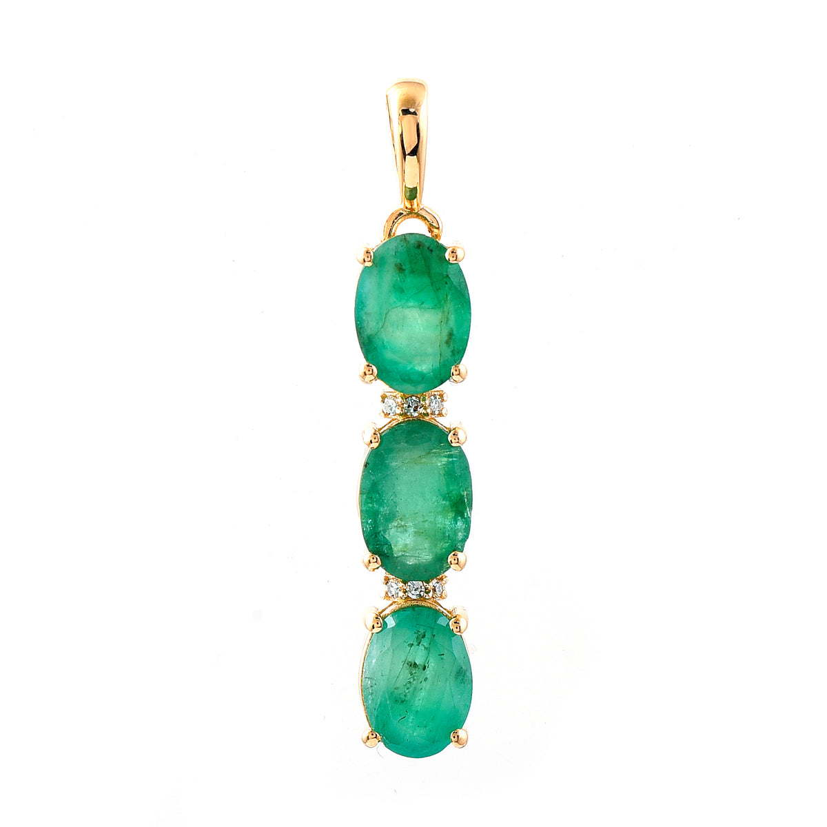 2.12 Ct Oval Mixed Cut Natural Emerald 14K Gold Pendant
