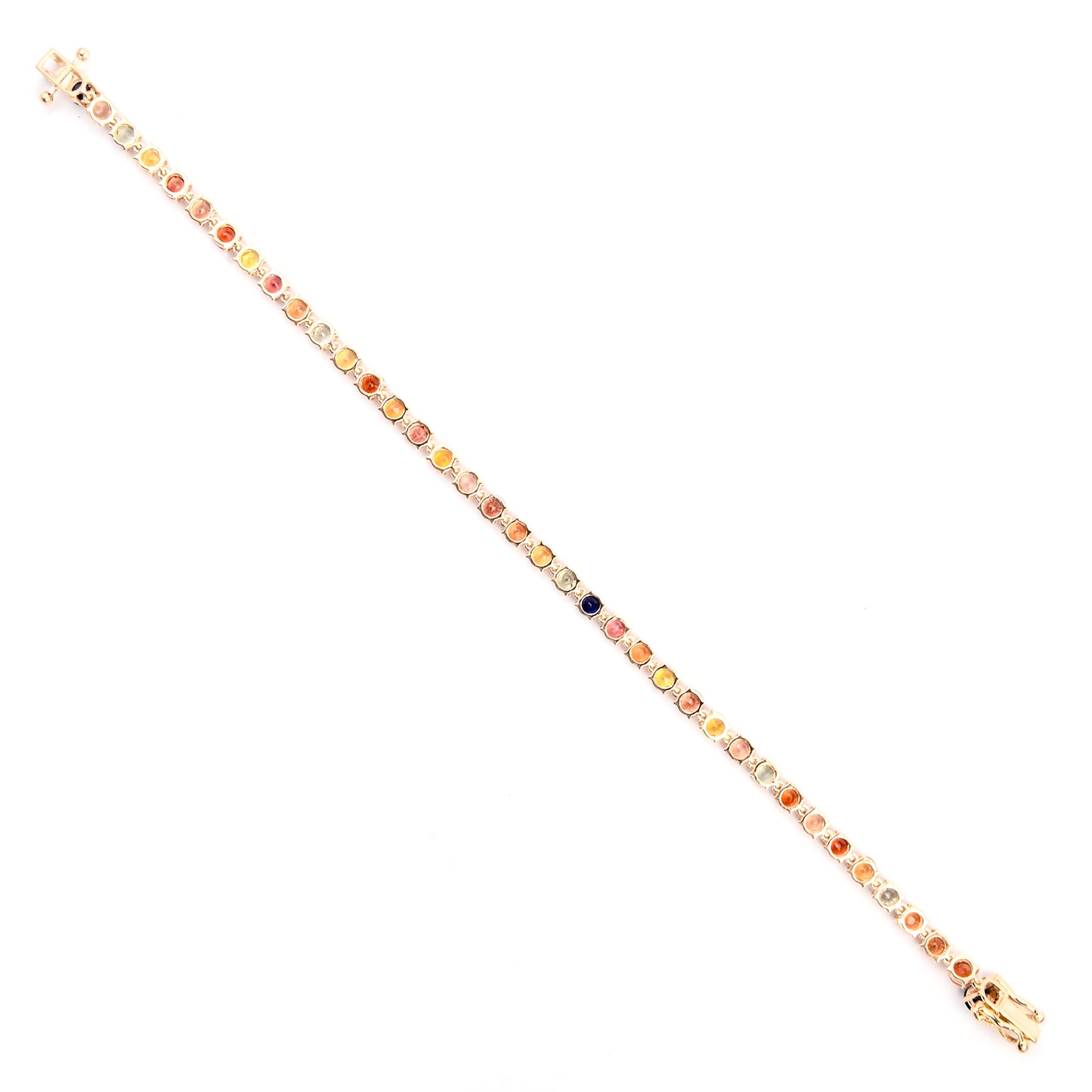 7.03 Ct Round Multi Sapphire 14K Gold Braclet