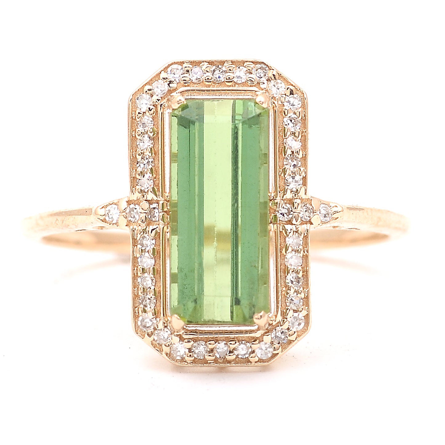 2.18 Ct Rectangle Step Cut Natural Tourmaline 14K Gold Ring