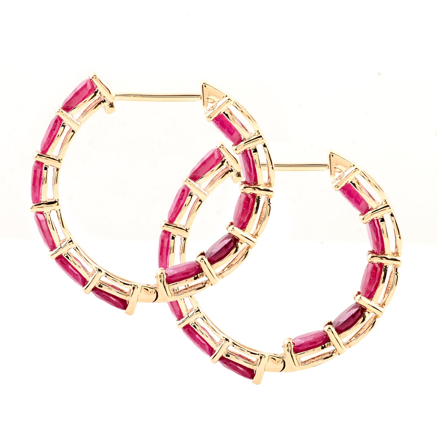 5.66 Ct Oval Ruby 14K Gold Earrings
