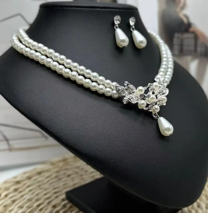 Imitation Pearl Gold Plated Brass Necklace